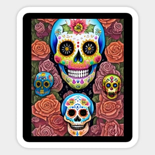 Sugar Skull Art - Celebrate Dia de los Muertos Sticker